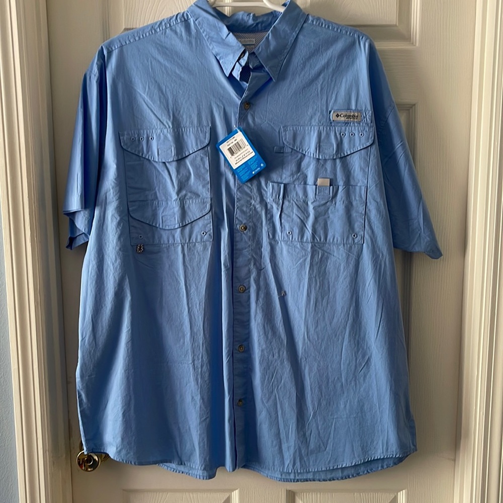 Light Blue Columbia PFG Button Down Shirt